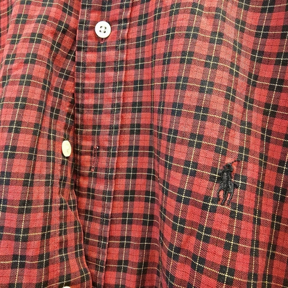{L} Ralph Lauren Blake Plaid Button Down Long Sleeve Shirt Red - Picture 4 of 8